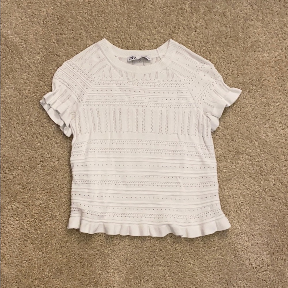 Zara eyelet ruffle cropped top